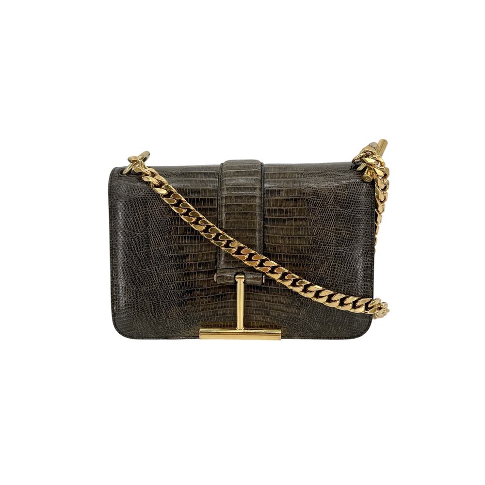 TOM FORD Tara Chain Tejus Lizard Shoulder Bag